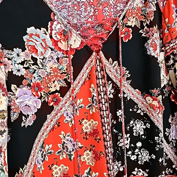 Nwot Anthropologie Fig and Flower Boho Split Bell Longsleeve Blk - Picture 8 of 17